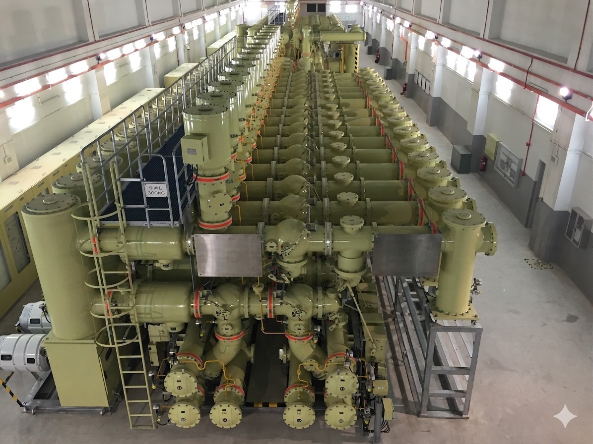 230kV GIS installation inside a large industrial building.